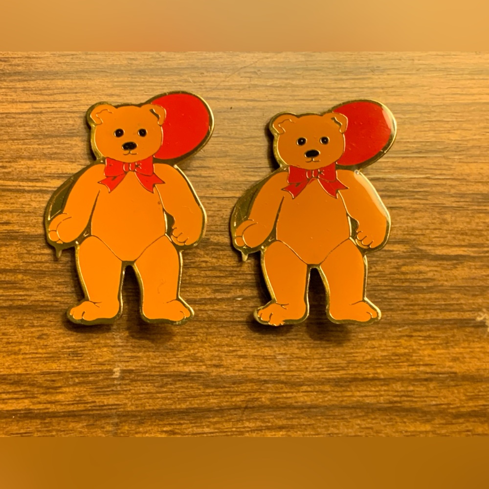 Set of Two Vintage 1984 Schmid by Gordon Fraser Teddy Bear with Balloon Pins